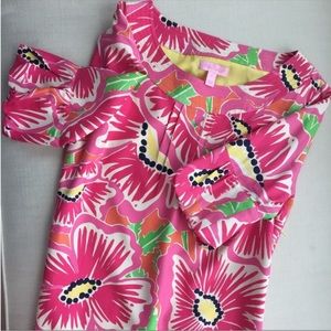 EUC Silk Lilly Pulitzer Dasha Dress Oxford Pink Floral Sz 2
